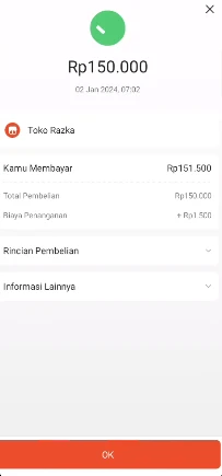 7. Bayar Solaria dengan Shopee PayLater Berhasil