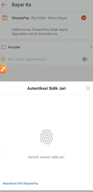 7. Masukkan PIN ShopeePay