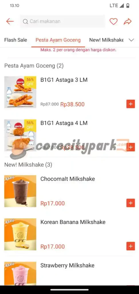 4. Pilih Menu Diinginkan