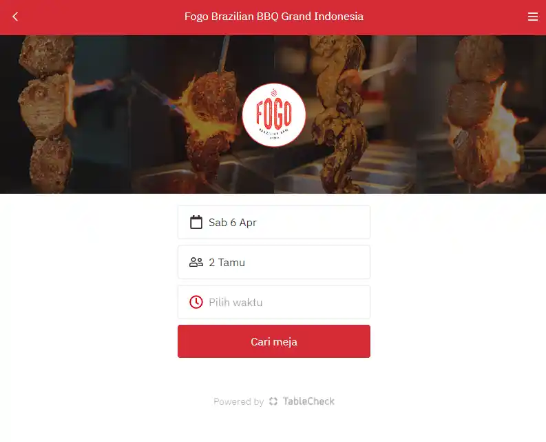 Cara Reservasi Online di Fogo Brazilian BBQ